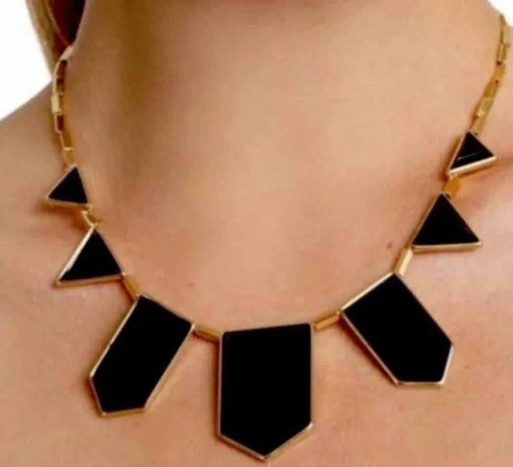 House of Harlow Gold & Black Geometric Necklace Boho Fashion